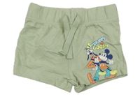 Světlezelené bavlněné kraťasy s Mickeym a Goofym Primark