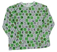 Šedo-zelené kostkované pyžamové triko Minecraft Primark