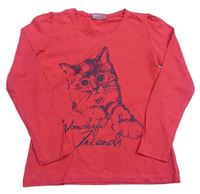 Růžové triko s kočkou Yigga