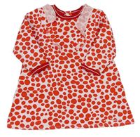 Červeno-bílé puntíkaté teplákové šaty 