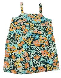 Zeleno-růžový květovaný kraťasový overal Primark