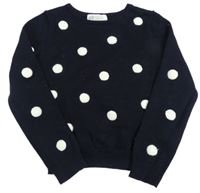 Černý lehký svetr s bílými puntíky H&M