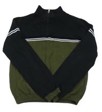 Černo-khaki lehký svetr s pruhem Matalan