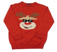 Červený lehký svetr se sobem Primark