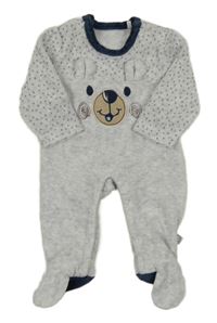 Šedý sametový overal s medvědem Liegelind