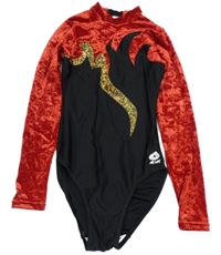 Černo-červené cvičební body se sametovými rukávy 