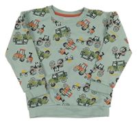 Zelená vzorovaná mikina s s traktory Nutmeg