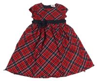 Červeno-tmavomodré kostkované šaty s páskem Topolino