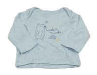 Světlemodré melírované triko s medvědem Miniclub