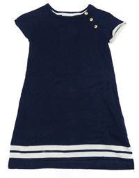 Tmavomodré pletené šaty s bílými pruhy H&M