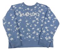 Modrá květovaná mikina s nápisem mango