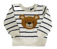 Bílo-tmavomodrá pruhovaná mikina s medvědem Dopodopo