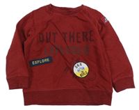 Vínová mikina s nápisem a nášivkou Next