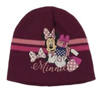 Tmavorůžová pletená čepice s Minnie 