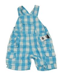 Nové - modro-bílé kostkované plátěné laclové kraťasy dunnes