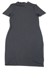 Tmavošedé žebrované šaty New Look