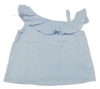 Modro-bílý pruhovaný top s volánkem H&M