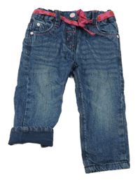 Modré podšité skinny rifle s páskem 