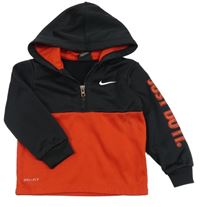 Černo-červená sportovní funkční mikina s logem a kapucí Nike