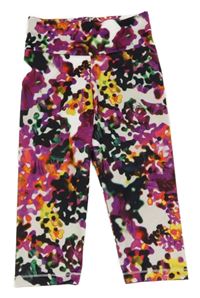 Bílo-barevné flekaté sportovní crop legíny Adidas