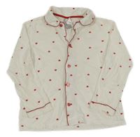 Bílý pyžamový kabátek s červenými srdíčky H&M