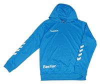 Modrá sportovní funkční mikina s logem a kapucí Hummel