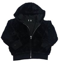 Černá kožešinová podšitá bunda s kapucí F&F