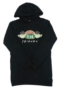 Černé teplákové šaty s kapucí a potiskem - Friends