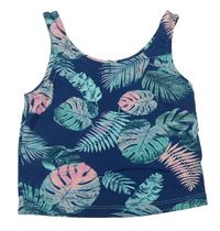 Tmavomodrý crop top s listy George