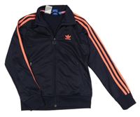 Tmavomodro-neonově růžová propínací sportovní mikina s pruhy Adidas