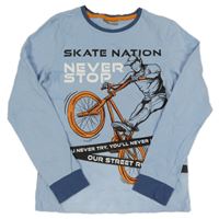 Světlemodré triko s bikerem a nápisy