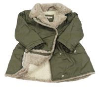 Khaki šusťáková zimní bunda s límcem s kožešinou Bluezoo