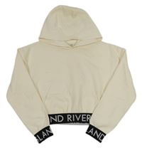 Bílá crop mikina s nápisy a kapucí River Island