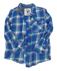 Modro-bílo-zelená kostkovaná košile Primark