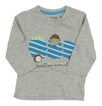 Šedé melírované triko s autem a ježkem Ergee