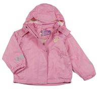 Světlerůžová šusťáková lehce zateplená bunda s kočičkou a kapucí Pocopiano