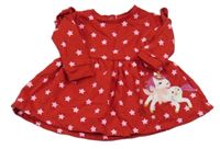 Červené teplákové šaty s hvězdami a jednorožcem Dunnes