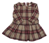 Růžovo-černo-béžové kostkované úpletové šaty Next