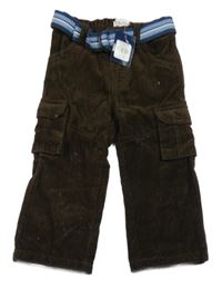 Nové - Hnědé cargo manšestráky s páskem Early Days