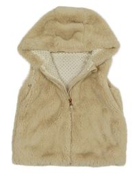 Béžová kožešinová podšitá vesta s kapucí Nutmeg