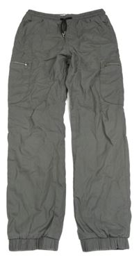 Šedé plátěné podšité cuff cargo kalhoty John Baner