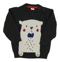 Tmavošedý svetr s medvídkem C&A