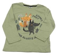 Zelené triko s liškou a vlkem