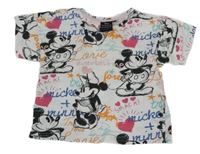 Bílo-barevné crop tričko s Minnie Disney
