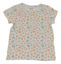 Bílo-zeleno-meruňkové tričko s mušlemi Lupilu