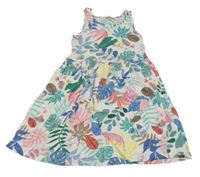Bílo-barevné šaty s listy a zvířátky H&M