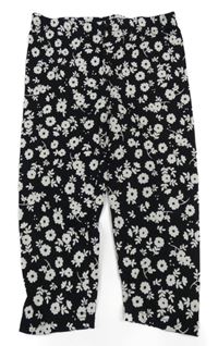 Černo-bílé květované crop legíny 