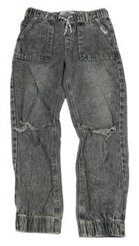 Šedé cuff rifle s dírami na kolenou 