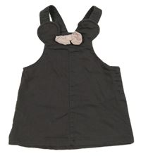 Antracitovo-růžové riflové laclové šaty s 3D mašlí H&M
