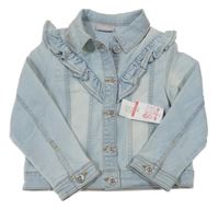 Nové - Světlemodrá riflová crop bunda s volánky Matalan